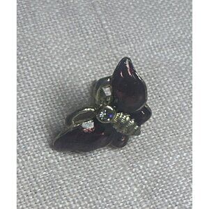 Liz Clairborne Purple Violet Butterfly Enamel Lapel Pin Brooch With Rhinestone